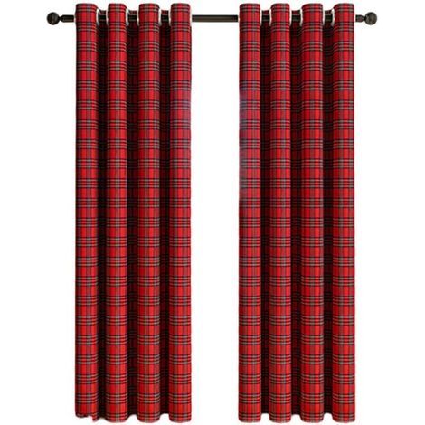 Garden FutureRideaux à Carreaux Tartan Écossais et Rayures - Décoration de Fenêtre Noël - Filtration Lumière - Style Ferme à Oeillets pour Cuisine/Salon