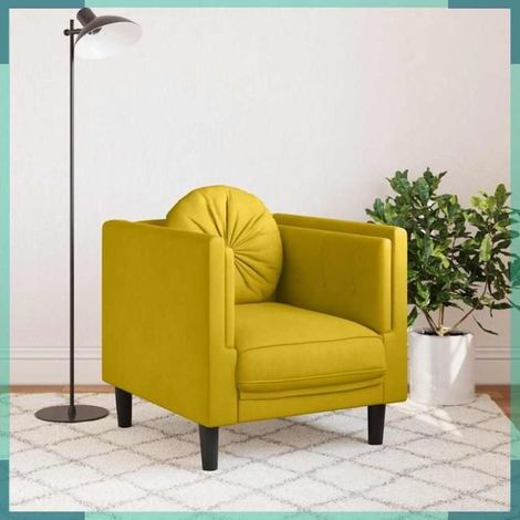 372628 Fauteuil avec coussin jaune velours (1/5)