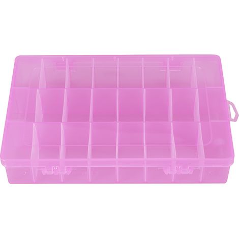 Boîte de Rangement 24 Cases Détachable pour Bijoux, Perles et Boucles d'Oreilles - Rose