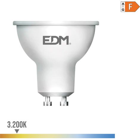 Bombilla LED EDM Dicroica GU10 7W 550lm 3200K Luz Cálida 45° Ø5x5,5cm (1/3)