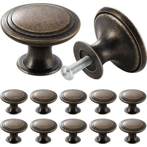 12 Pieces Vintage Drawer Knobs Furniture Handles for Dressing Table Cabinet with Screws Bronze (1/5)