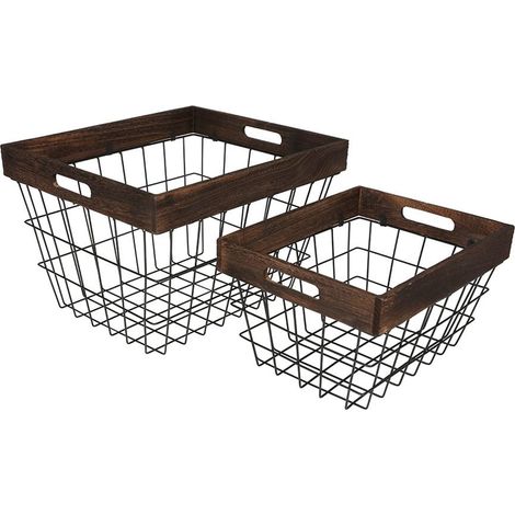 BURI Drahtkörbe 2er-Set Dekokörbe Zeitungskorb Aufbewahrungskorb Dekokiste Metallkorb (1/3)