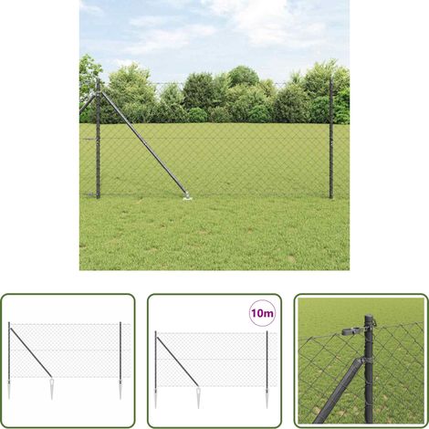 vidaXL Clôture en acier - Poteau de clôture. Gris 10 x 1,4 m (maille 60 x 60 mm) (1/5)