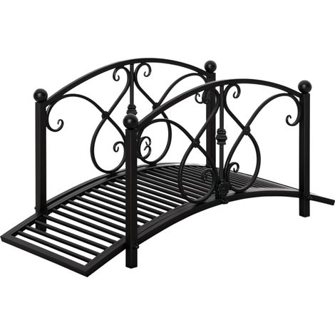 Pont de jardin en métal décoration de jardin avec garde-corps latéraux charge maximale 150 kg 102 x 48 x 49 cm noir