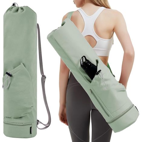 Sac de transport multifonctionnel Sportsnew pour tapis de yoga et équipement sportif, avec porte-bouteille et poche imperméable - Noir (1/4)