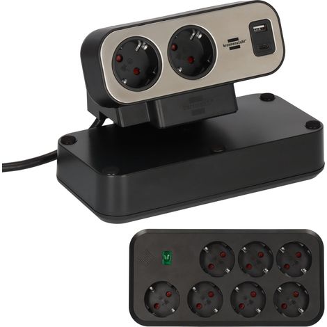 Brennenstuhl Estilo Duplex ciabatta nera e argento 9 prese USB-C (1/5)