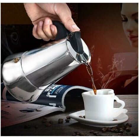 NALOOKAMIC Cafetière italienne, 2 tasses en acier inoxydable compatible avec tous les types de lampes, 100ml