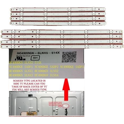 Tira de LED, material de aluminio, 993 mm de longitud, compatible con 49UH603V, configuración de 9 LED, panel compatible HC490DGN-SLNX5-514X (1/5)