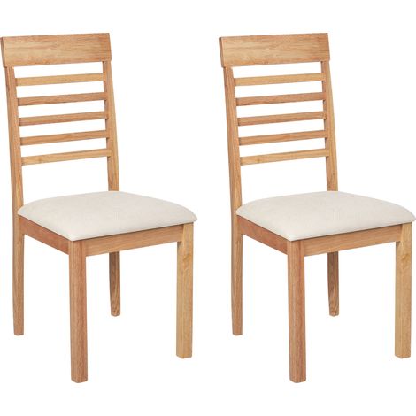 Conjunto de 2 sillas de comedor tapizadas madera clara beige claro Ortley