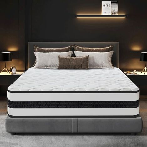 Matelas 140x190 cm Premium, Épais 28 cm, Fermeté Moyenne, Hybride Mousse & Ressorts Ensachés, Ergonomique, Certifié Oeko-Tex (1/5)