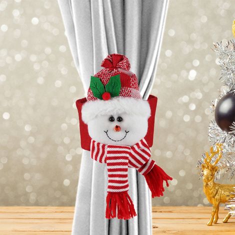 Anneau De Rideau De Noël - Boucle Décorative Pour Rideaux En Forme De Père Noël, Bonhomme De Neige Ou Renne - Lot De 4 (1/5)