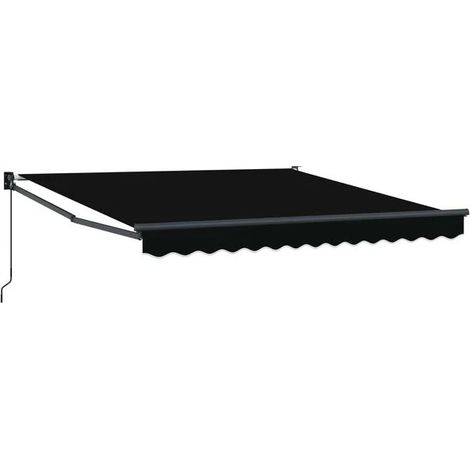 Store banne rétractable noir, 350 x 250 cm, en polyester et aluminium.