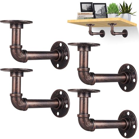 Support Etagere Industrielle 4 pièces Equerre Etagere Murale Equerre Metal 15 x 8 cm Supports d étagère Industriels avec vis (1/5)