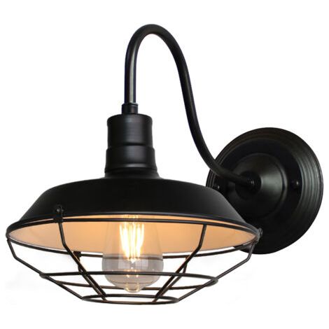 royaluxe- Lampe Murale Antique Applique Murale Rétro D'Intérieur Applique Murale En Fer Et Métal, Pour Café Loft Bureau Noir 26CM