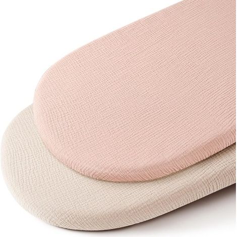 Ensemble de drap-housse/sommier (32 x 17 cm) en gaze de pur coton, doux, confortable et respirant. Convient aux berceaux. La housse de matelas est amovible et lavable. Lot de 5. (1/5)
