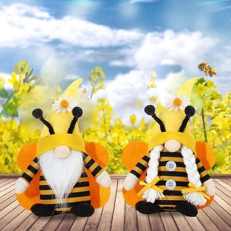 Gnome abeille, gnomes rayés avec ailes, plateau à étages décoratif, ornement elfique pour la maison, la ferme, la cuisine, le bureau, décoration de fête - B