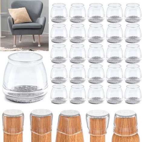 32-teiliges Stuhlbein-Schutzset, transparente Silikon-Bodenschoner für Stuhlbeine (1/5)