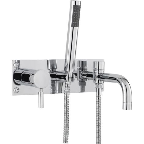 Hudson Reed Tec Single Lever 2-Hole Bath Shower Mixer Tap Wall Mounted - Chrome (1/8)