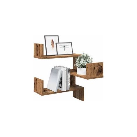 Étagère d'angle murale vieux bois 40x40x49,5 bois ingénierie (1/5)