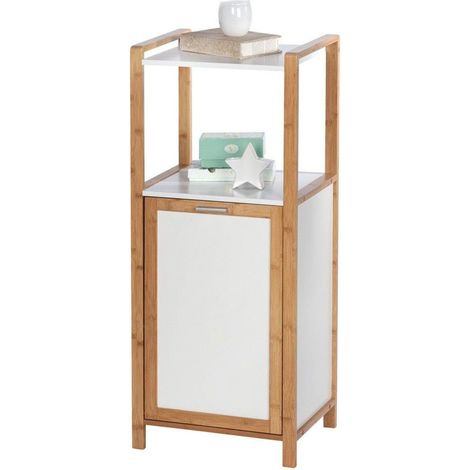 Wenko Étagère moderne bambou blanc 95x30x40 cm (1/5)