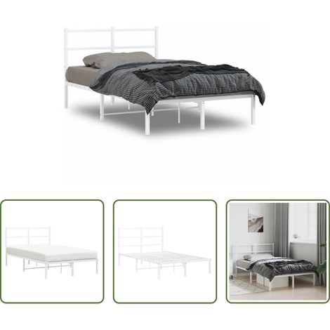 Metallbett -  Bettgestell mit Kopfteil Metall Weiß 120x200 cm (1/5)