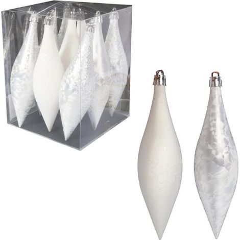 Set di 9 stalattiti decorative in plastica bianca da 15 cm con effetto brina (1/5)