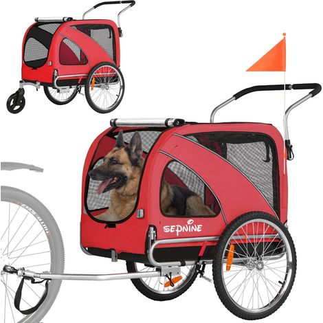 Pet Trailer Sepnine 10202B, Pieghevole, 40KG, Ruote 50cm - Rosso (1/5)