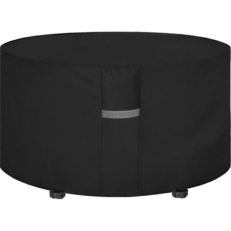 AIDUCHO Housse Table De Jardin Avec Grilles D’aération, Imperméable, Coupe-Vent, Anti-Uv, Résistant À La Déchirure, Robuste Tissu Oxford 210d Housse De Protection Pour Salon, Ronde (180x90cm) - Noir (1/4)