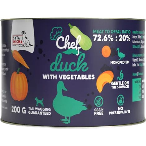 Comida húmeda para perros adultos Syta Micha chef Mono Pato Vegetales 200g