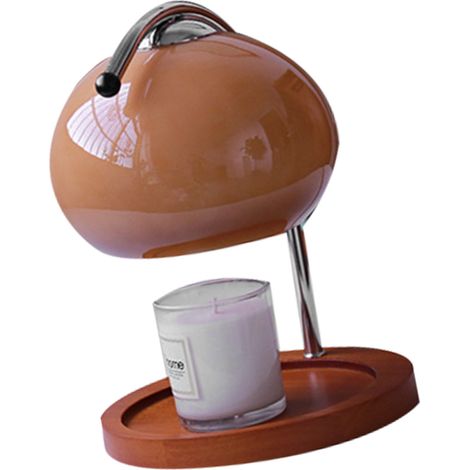 Lampe à cire parfumée rétro avec plateau de rangement en bois, chauffe-bougie en verre, lampe de chevet d'ambiance, 220 V (UE) (1/5)