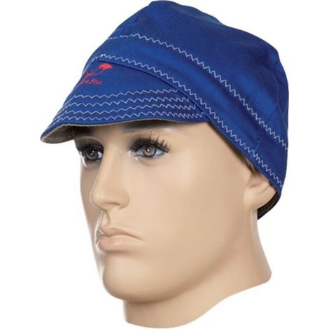 Casquette de soudage en tissu, ignifugée, 61 cm, bleue (1/4)