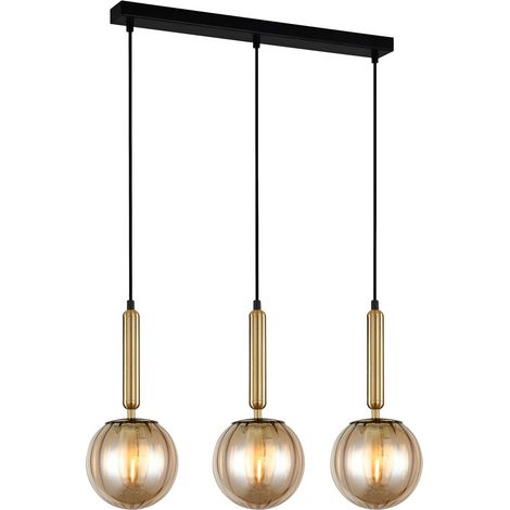 Lustre Italux Ravena moderne laiton verre ambre 3xE27 (1/2)