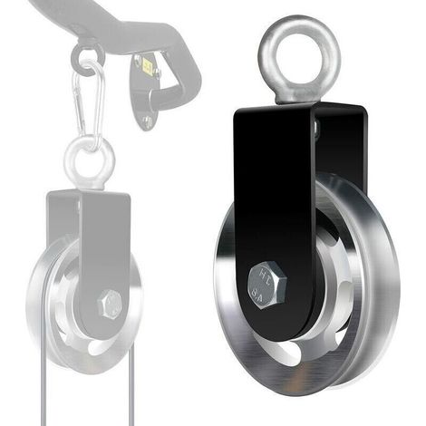 90mm lifting pulley – Aluminum alloy – 360° rotating wheel – Maximum load for gym systems and industrial applications (1/4)