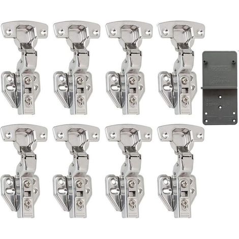 Recouvrante Charnieres Standard, 110 Degré Complètement en Applique Charnieres Standard avec Amortiss Intégré Mécanisme de Fermeture Automatique, Charnière pour Armoires de Porte Cuisine, 8p (1/5)