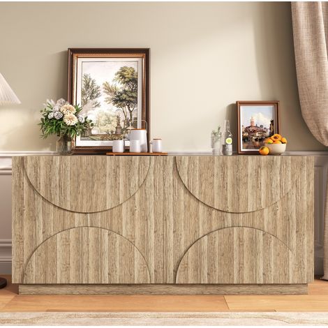 MEUBLIV Aparador de almacenamiento 160x40x80 cm natural – 4 puertas y estantes