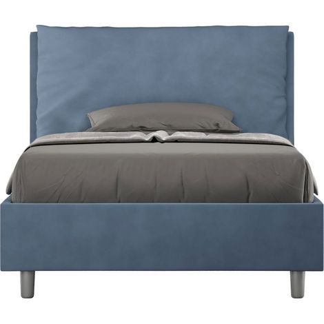 Letto una piazza e mezza rivestito in Microfibra con cuscini xl - ANTEA LARGE - Dimensione Rete: 120x190 - Colore: Blu - Tipologia Letto: Con Rete e Contenitore