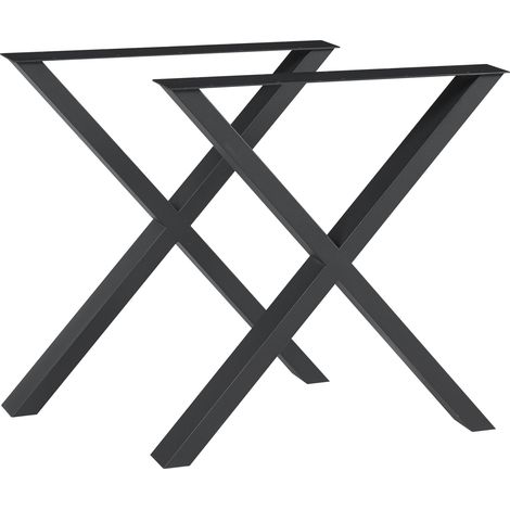 Lot de 2 pieds de table meuble moderne 72 x 55 cm acier noir