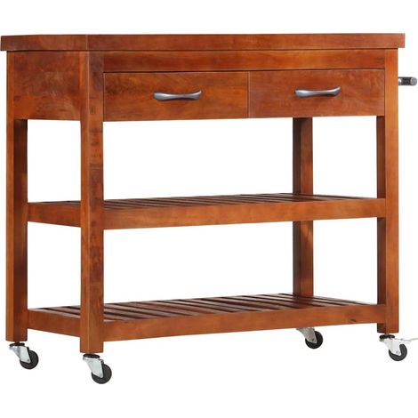 vidaXL Chariot de cuisine 100x48x89 cm Bois d'acacia massif (1/5)