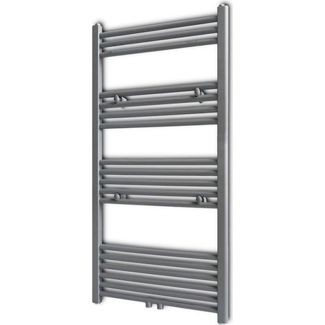 Radiatore Centrale Portasciugamano Dritto Grigio 600 x 1160 mm vidaXL