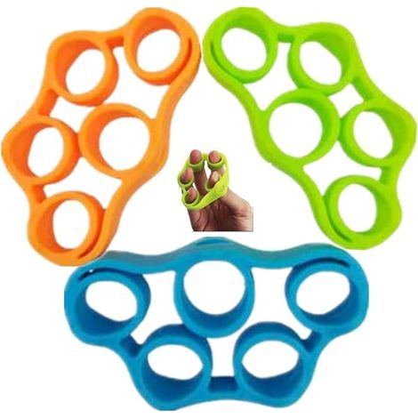 Stretcher Doigts - Anneaux Exercice Main en Silicone - Renforcement Préhension et Avant-Bras - 3 Niveaux Résistance - 3 Pièces (1/5)