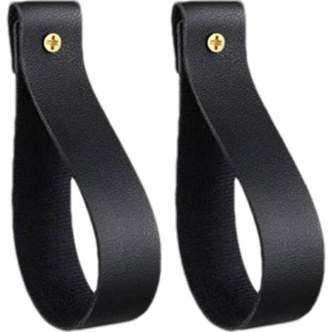 Porte-Tringle en Cuir PU pour Rideaux - Crochet Sangle Mural Support Corde pour Vêtements et Serviettes (1/5)