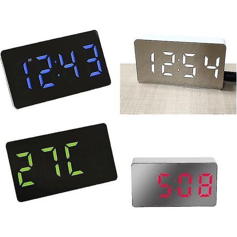 Réveil électronique avec indicateur de température et rétroviseur LED pour voiture, mini réveil numérique de voyage (1/2)