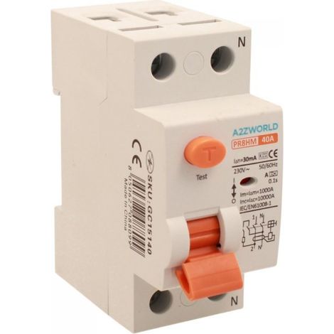 RCCB Interruttore Differenziale Puro Tipo A 1P+N 2M 10000A 30mA 40A AC 230V IP20 IEC61008-1 PR8HM GC75140