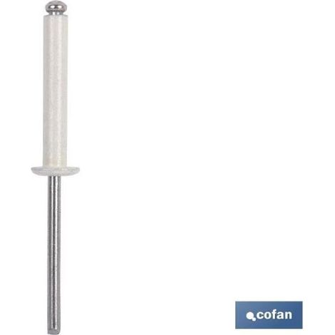 Pack de 500 remaches de aluminio normal blanco 4 x 12 mm