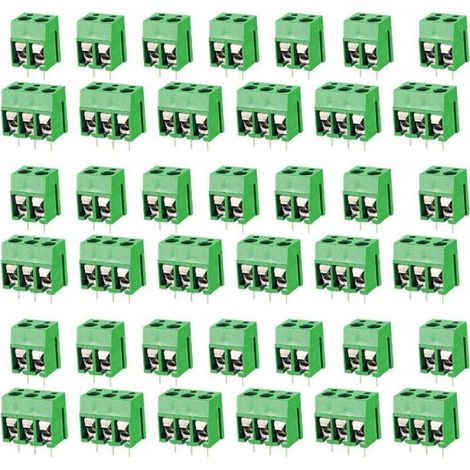 100 pcs PCB Vis Connecteur, Bornier à Souder Vert 5mm, Bornier à Vis de PCB Circuit Imprimé 2 Broches (Pin) et 3 Broches (Pin) (1/4)