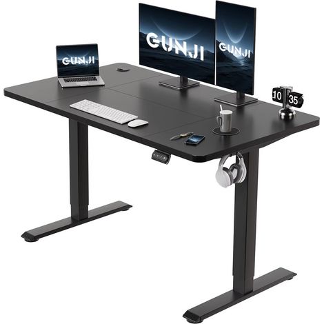 Bureau assis debout 60 x 120 cm – Hauteur réglable 71-119 cm – Fonction mémoire et anti-collision – Conception robuste pour télétravail