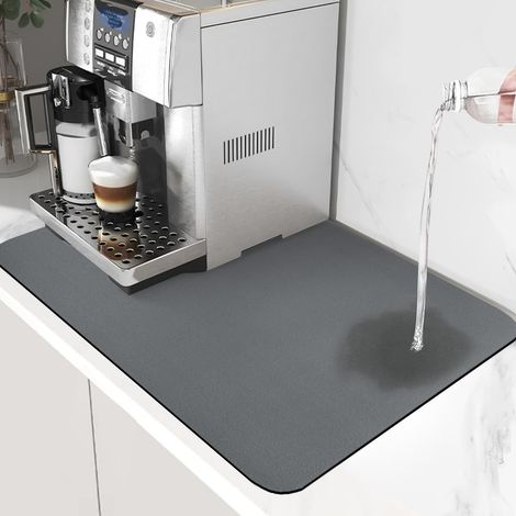 Tapis Egouttoir Vaisselle 40×60 cm Absorbant pour Bar à Café, Gris Foncé Super Absorbant Tapis De Drainage De Cuisine, Vaisselle (1/5)