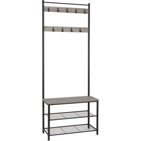 Meerveil Appendiabiti da Terra, Metallo, Grigio, 70 x 32 x 175 cm (1/4)