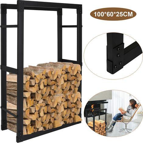 TolleTour estante para leña de chimenea ayuda de apilado 100×60×25 cm de metal resistente a la intemperie almacenamiento para leña (1/5)