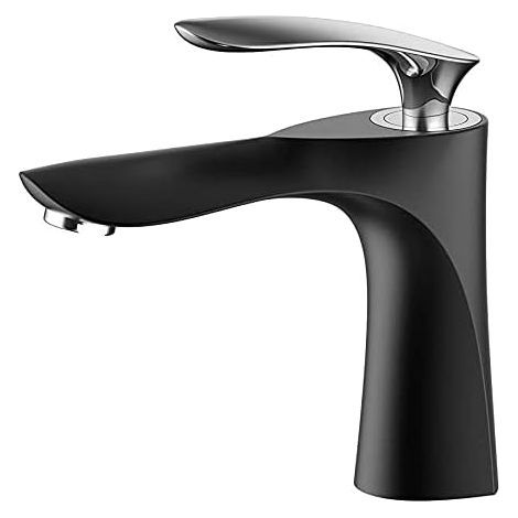 FITLAB-Mitigeur de lavabo peinture noire – Laiton résistant à la rouille – Cartouche céramique pour économie d'eau 30% – Installation facile avec accessoires (1/4)